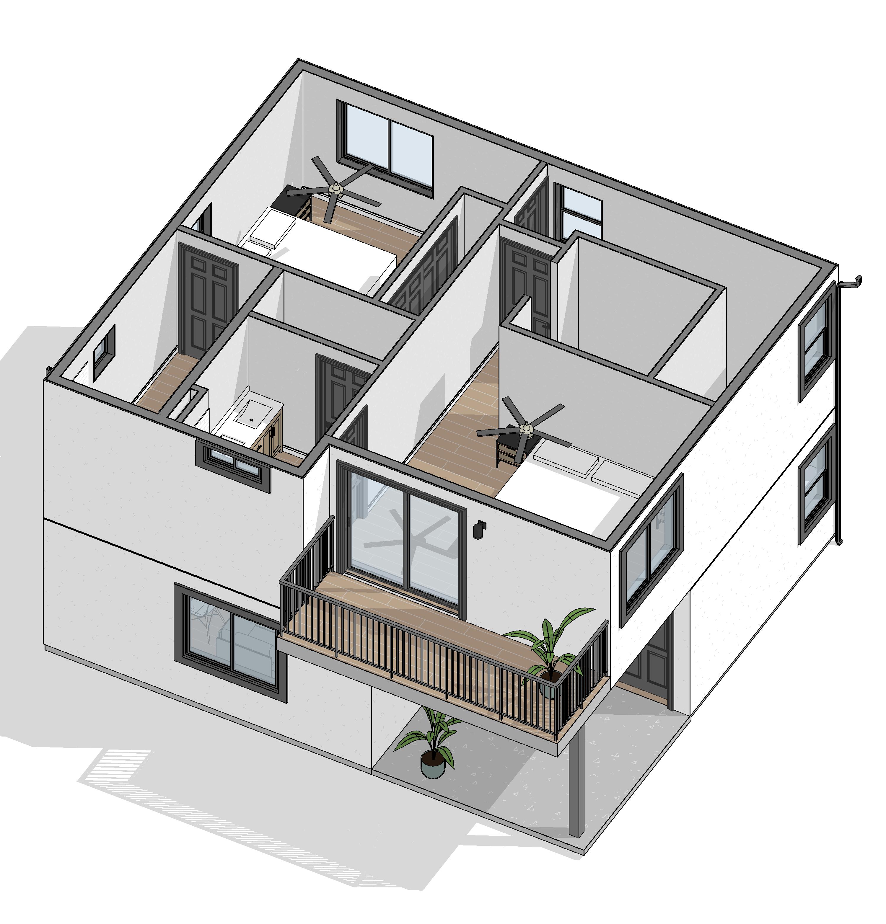 Cielo 3D Model — 1,200 SF 2-Story